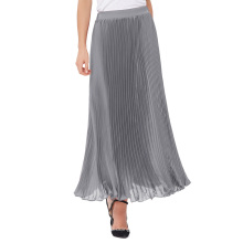 Kate Kasin Retro Vintage verano plisado gris plata Maxi falda larga 40 &quot;KK000614-3